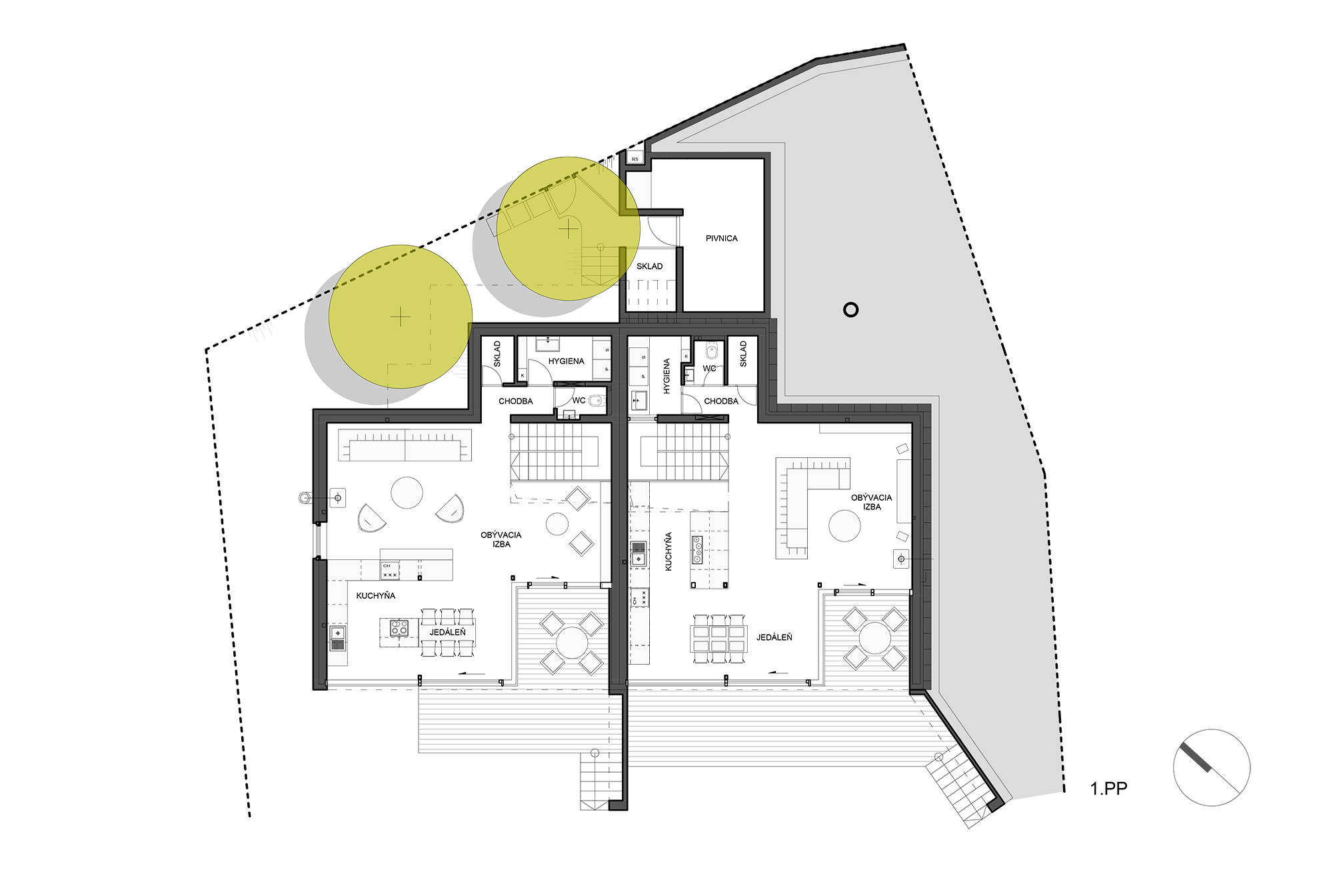 Architekti.sk | Dvojdom v lese, rodinné domy projekty, domy od architektov, park