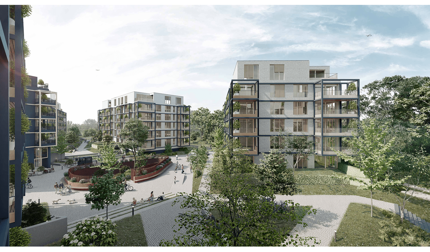 Architekti.sk | Bytové domy Rusínska, navrhy, moderné projekty domov, park