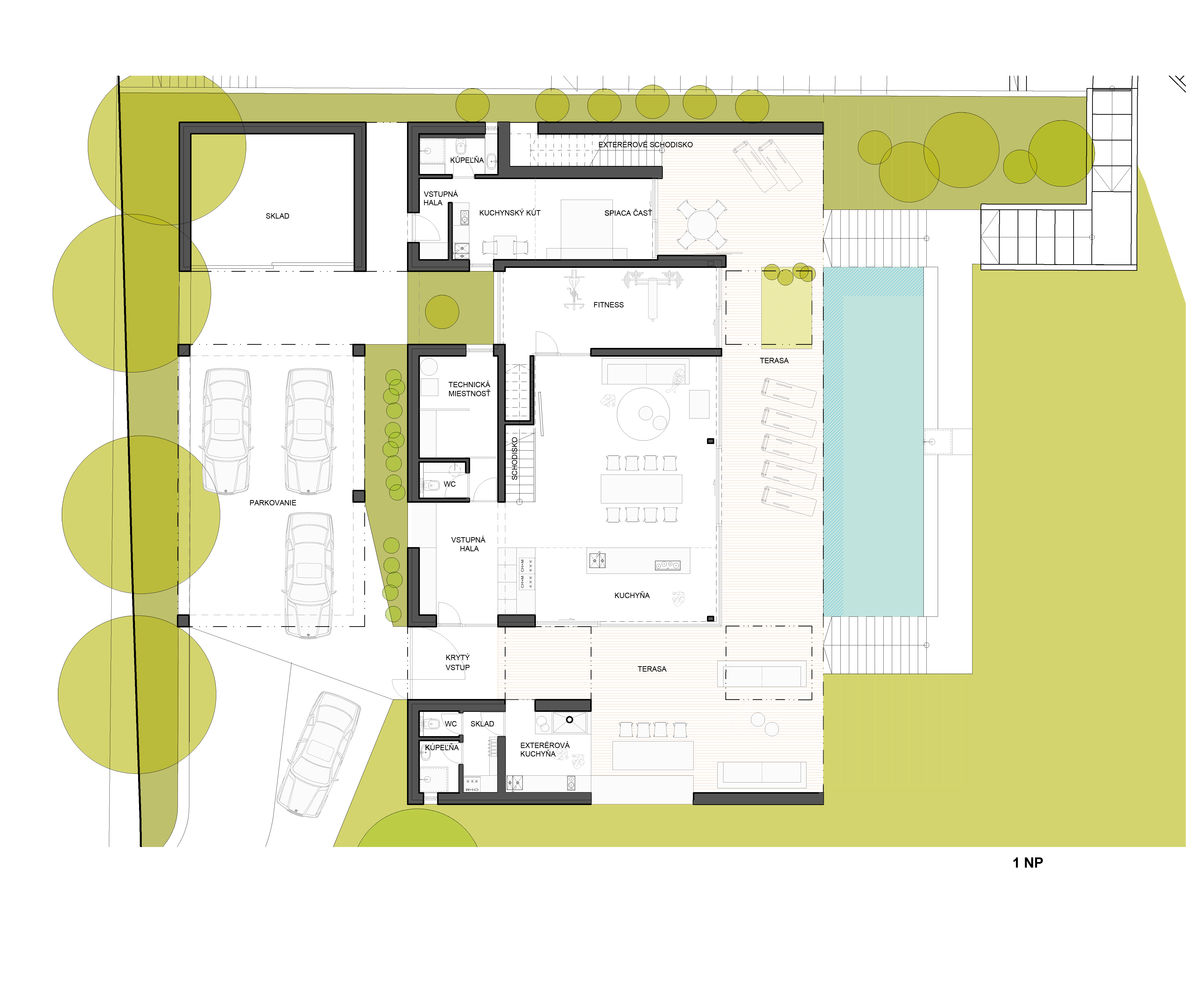 Architekti.sk | Rekreačný dom na pobreží, dizajn, interiér, park