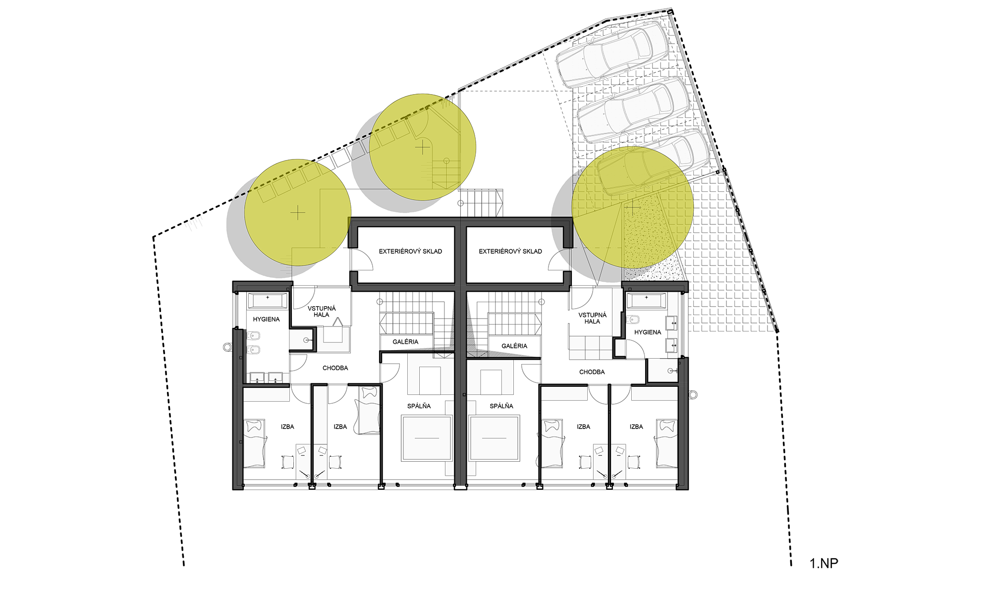 Architekti.sk | Dvojdom v lese, park, ateliér, stavby